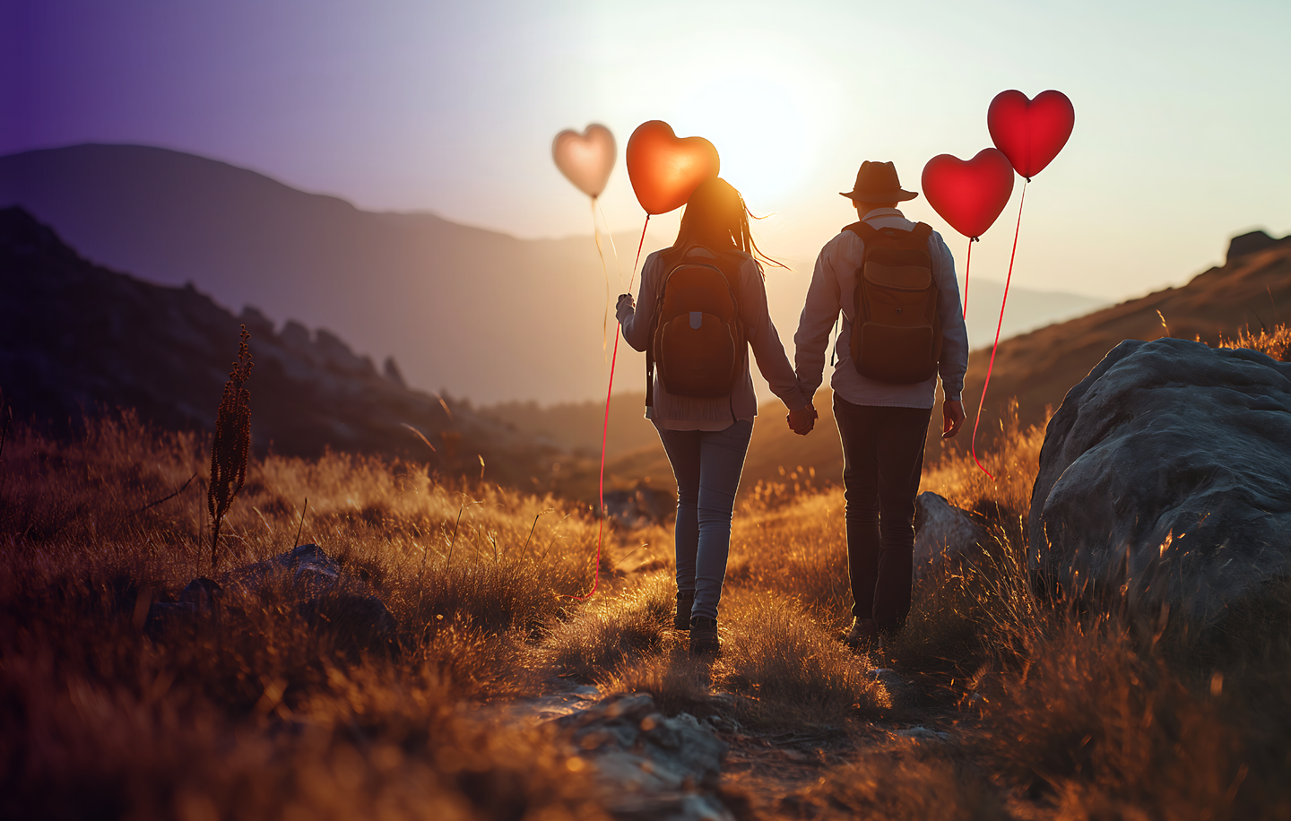 Couple with Valentine's balloons